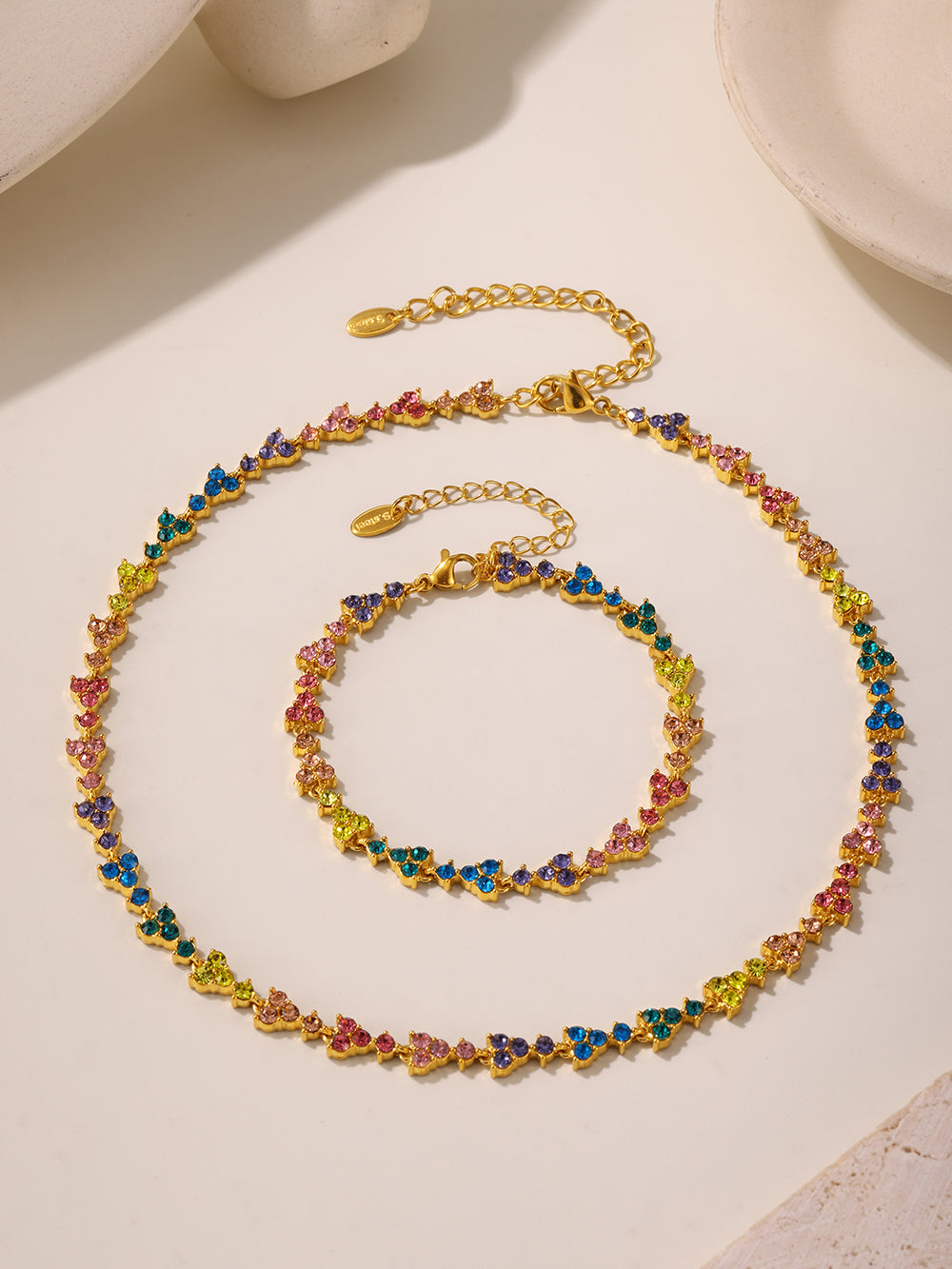 Adjustable clasp and extender of Prism Verse multicolor tennis bracelet