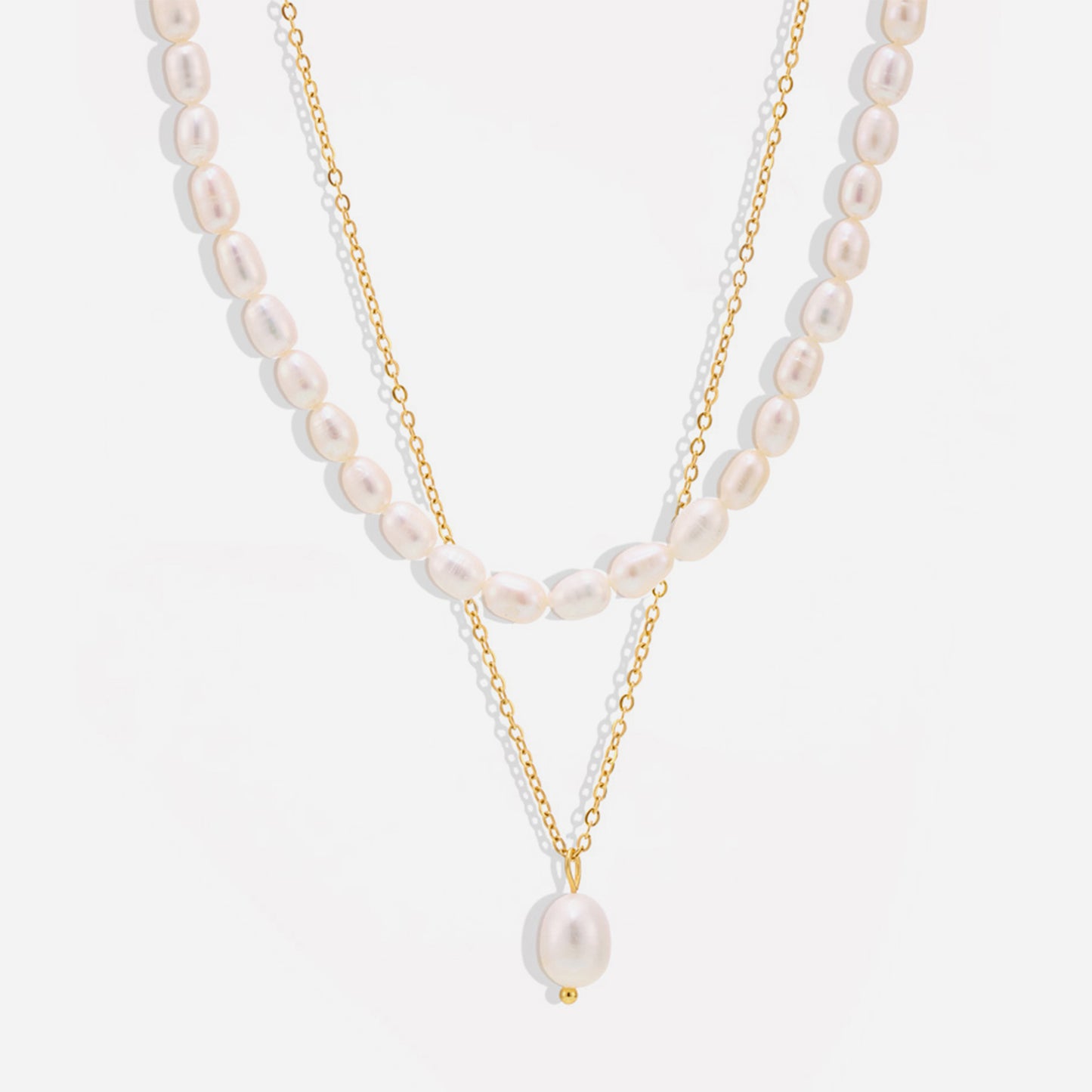 Freshwater Pearl Layered Necklace | Stainless Steel Jewelry for Mom