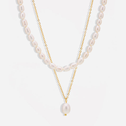 Freshwater Pearl Layered Necklace | Stainless Steel Jewelry for Mom