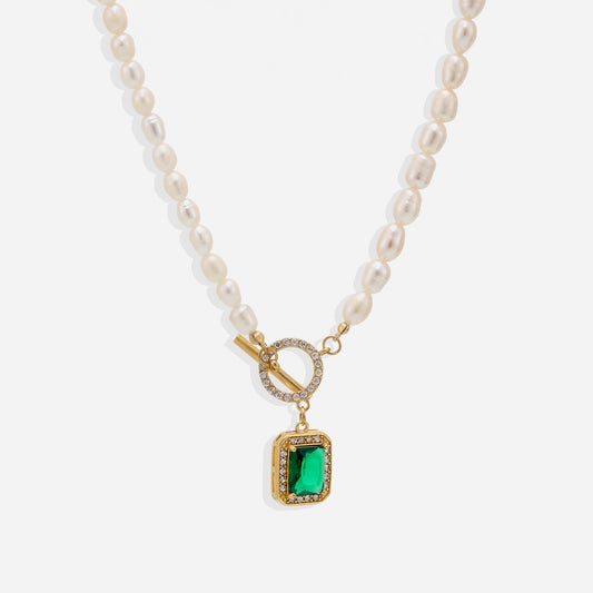 Freshwater Pearl Choker with Cubic Zirconia – OT Clasp Gift