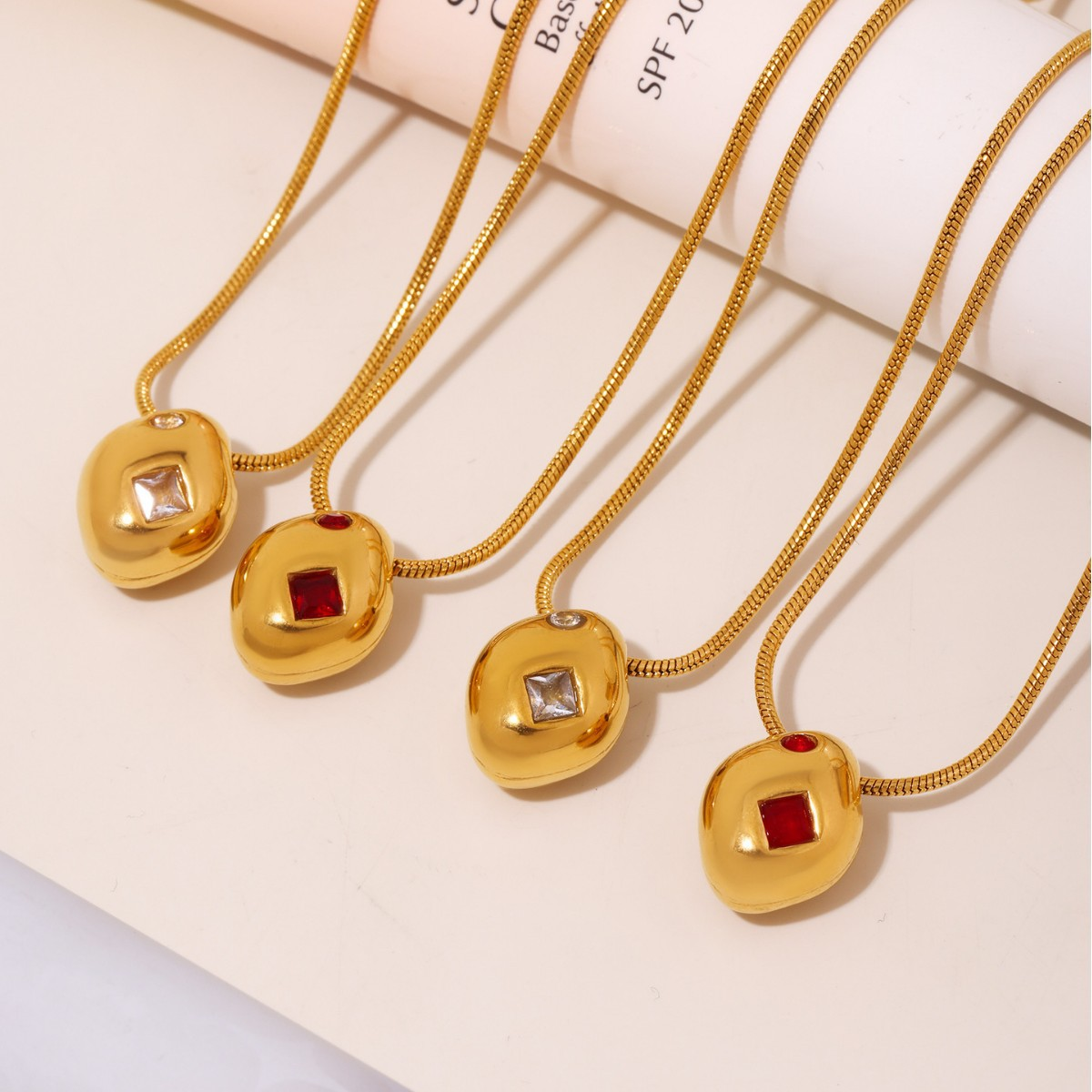 Geometric Irregularity Cubic Zirconia Pendant Necklace