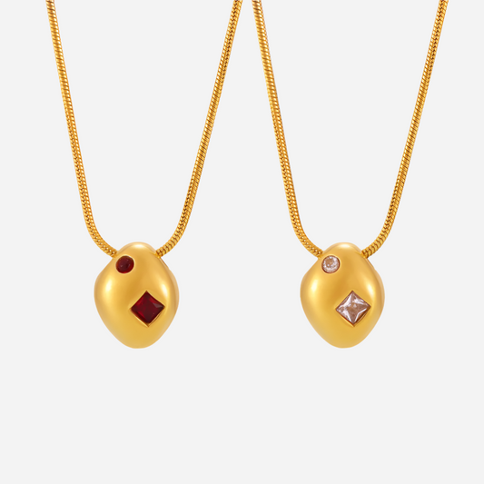 Geometric Irregularity Cubic Zirconia Pendant Necklace