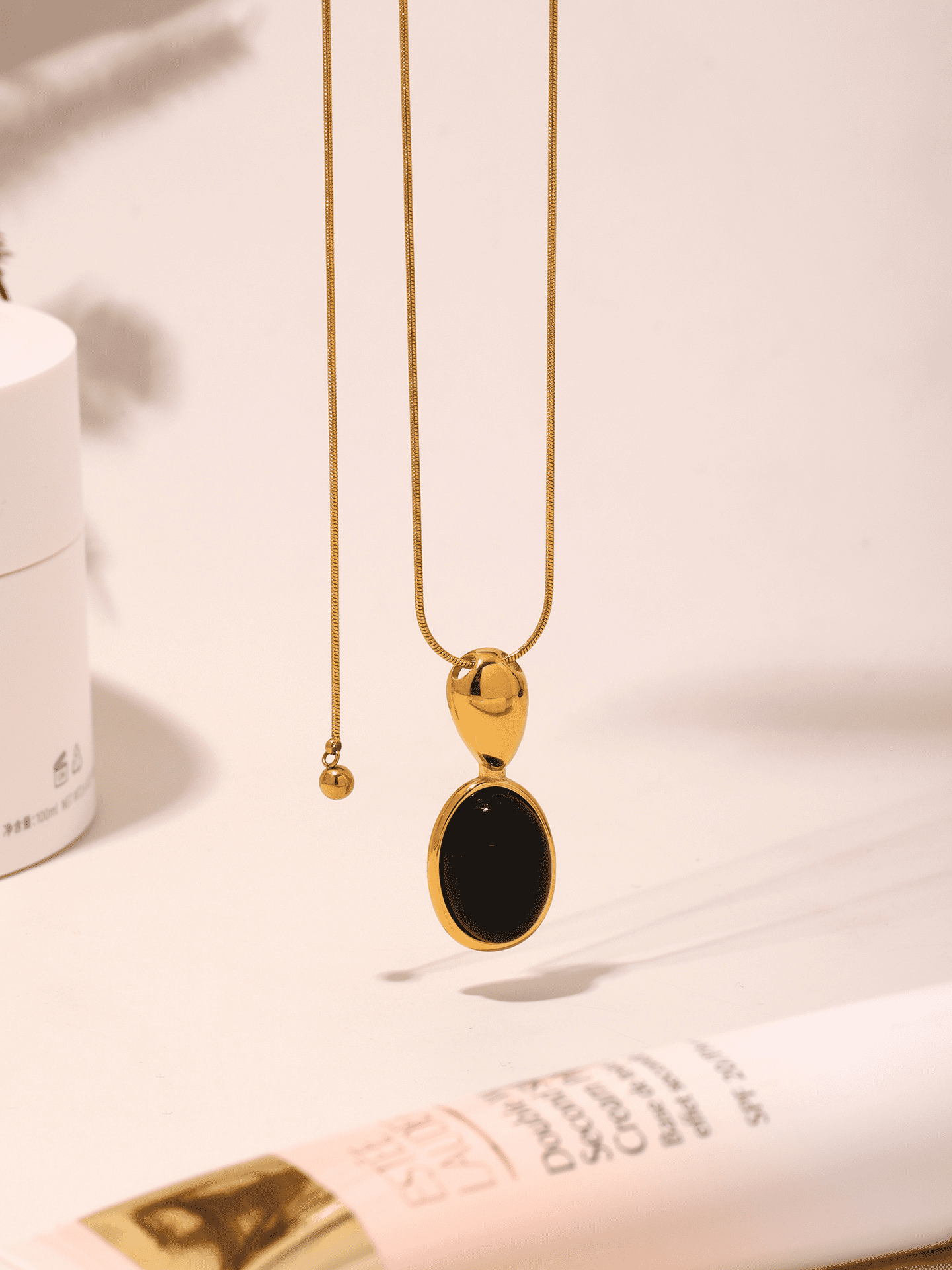 Tiger Eye Stone Lariat Tennis Necklace – Gold-Plated Minimalism