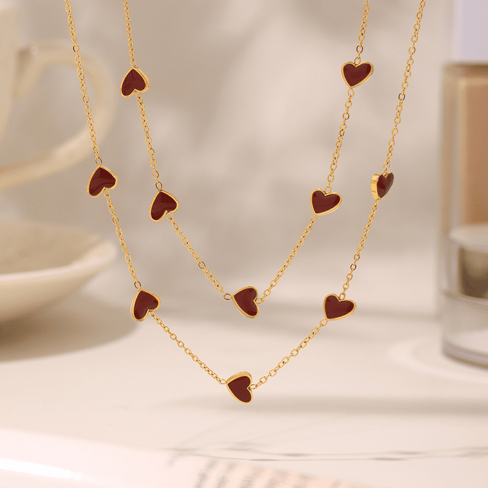 Love-Locked Heart Enamel Pendant Necklace
