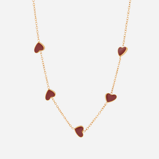 Love-Locked Heart Enamel Pendant Necklace