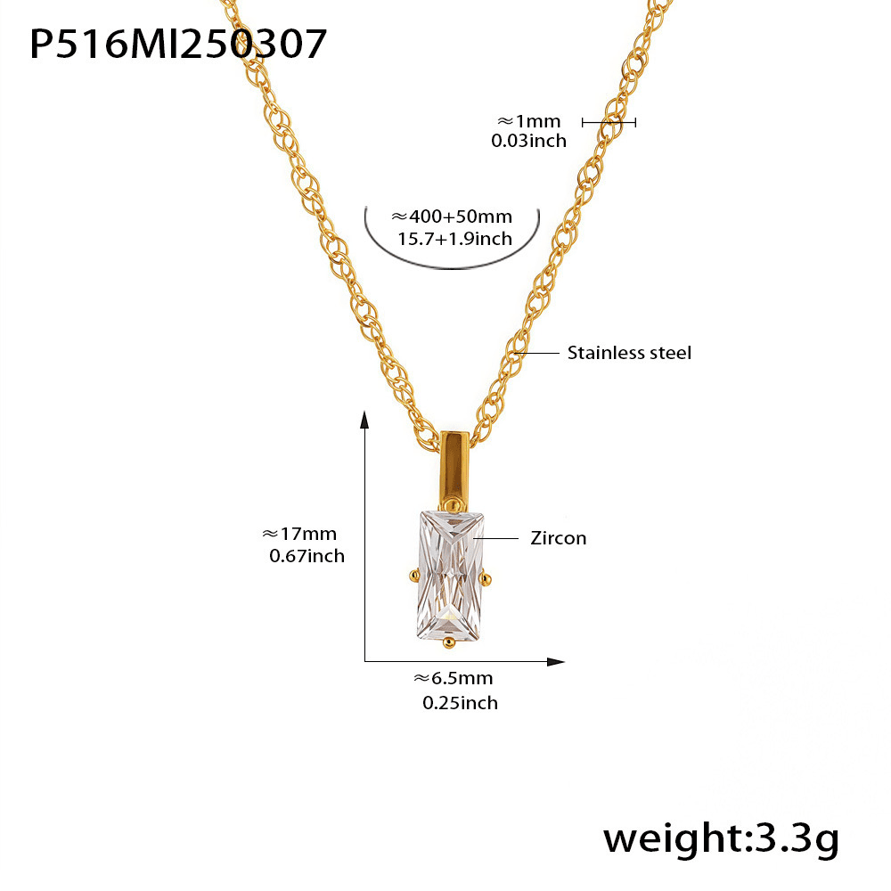 Rectangular Cubic Zirconia Layered Necklace