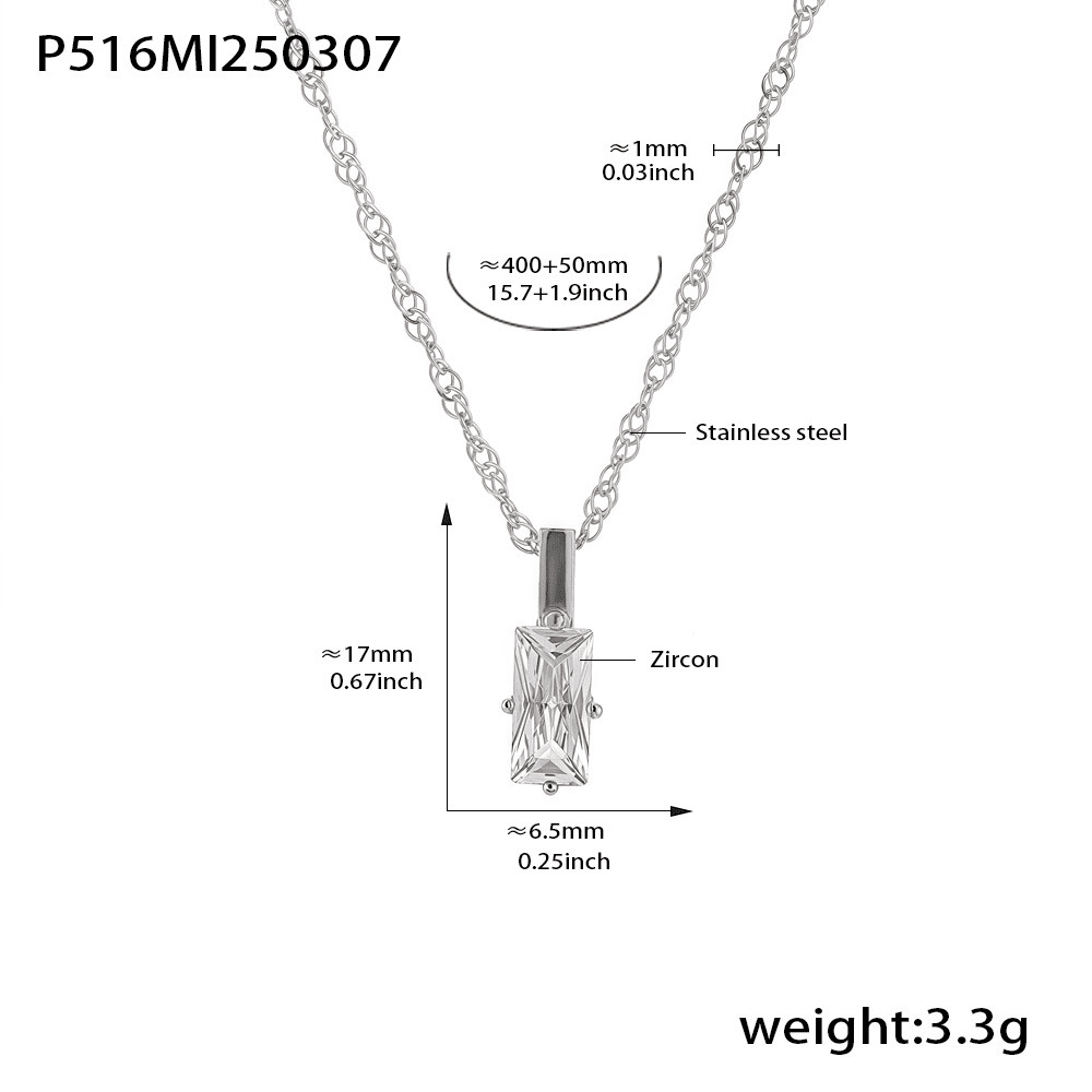 Rectangular Cubic Zirconia Layered Necklace