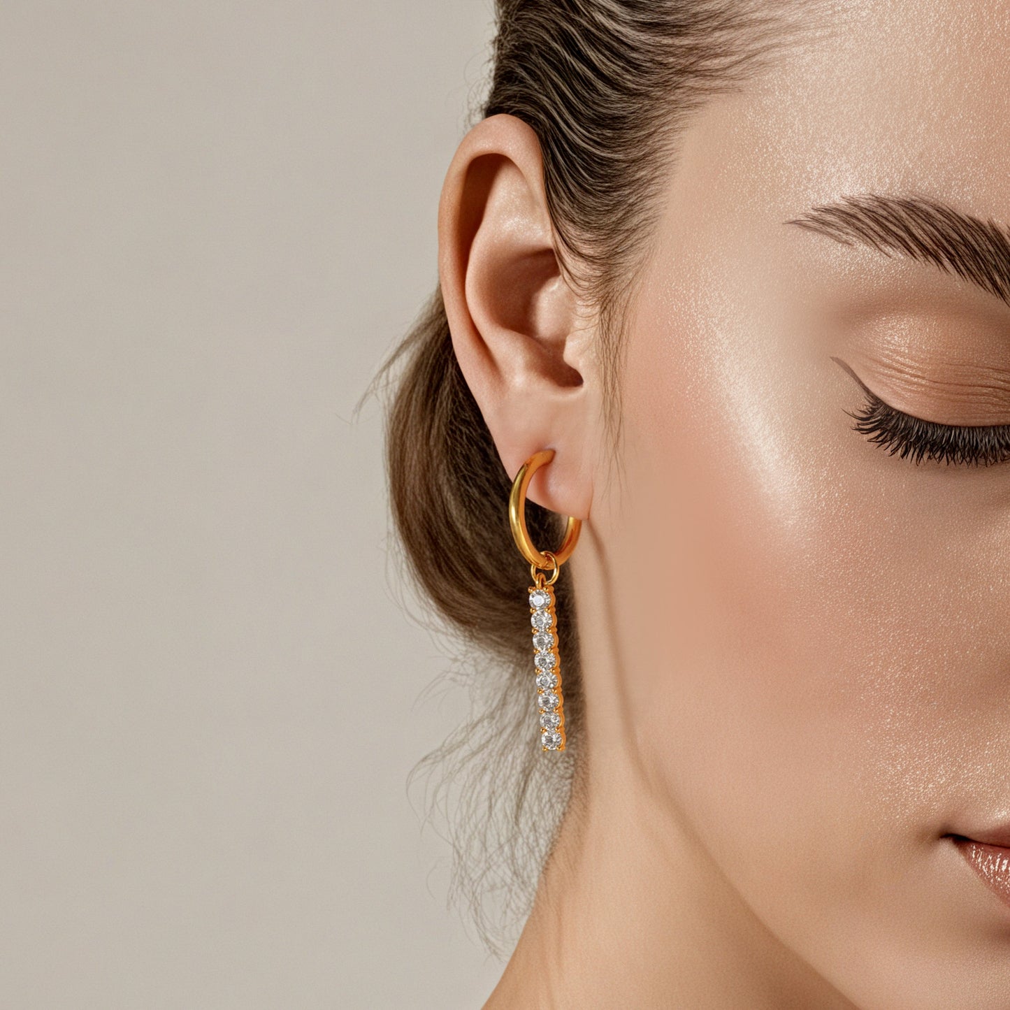 18K Gold-Plated Cubic Zirconia Tassel Earrings