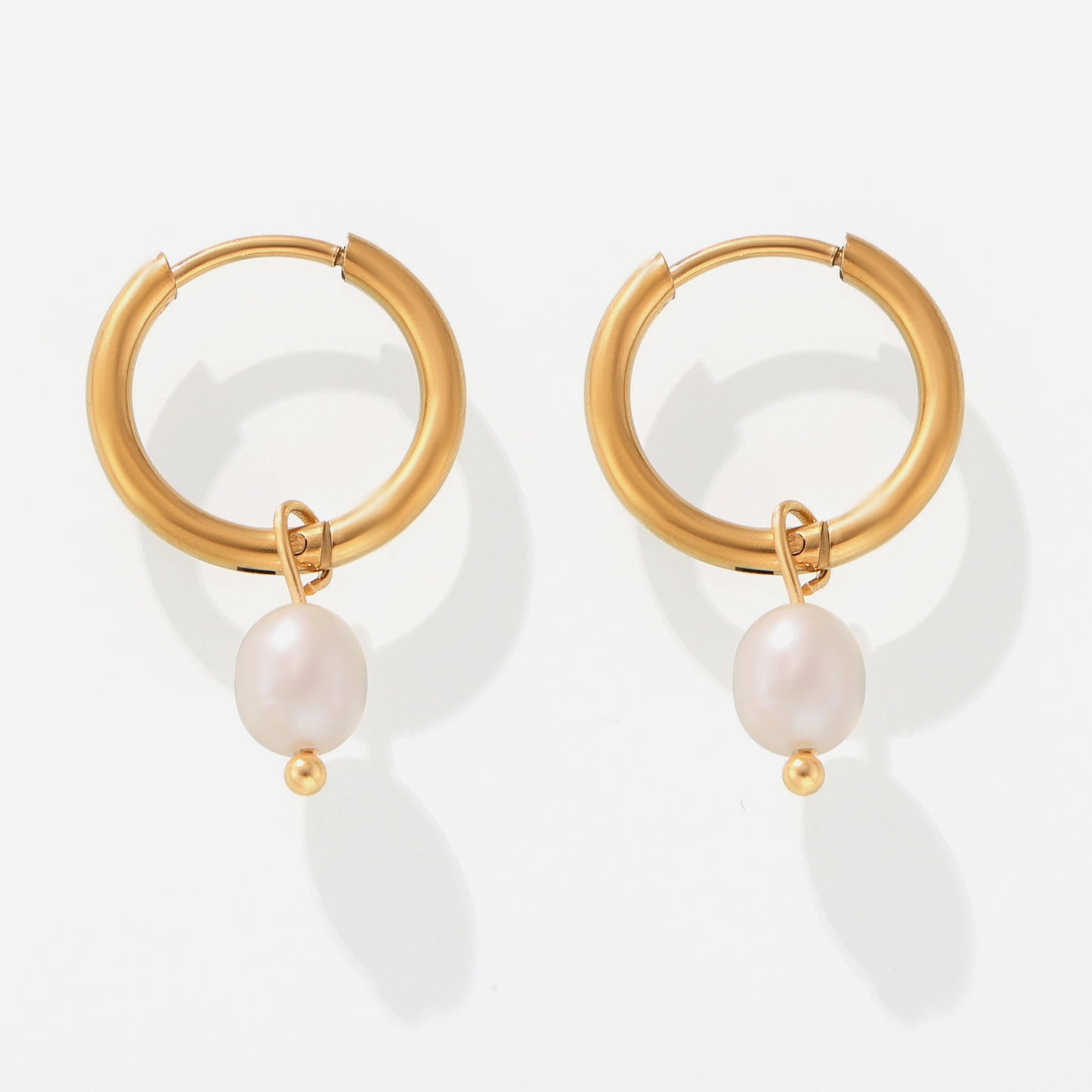 Pearl Drop Hoop Earrings