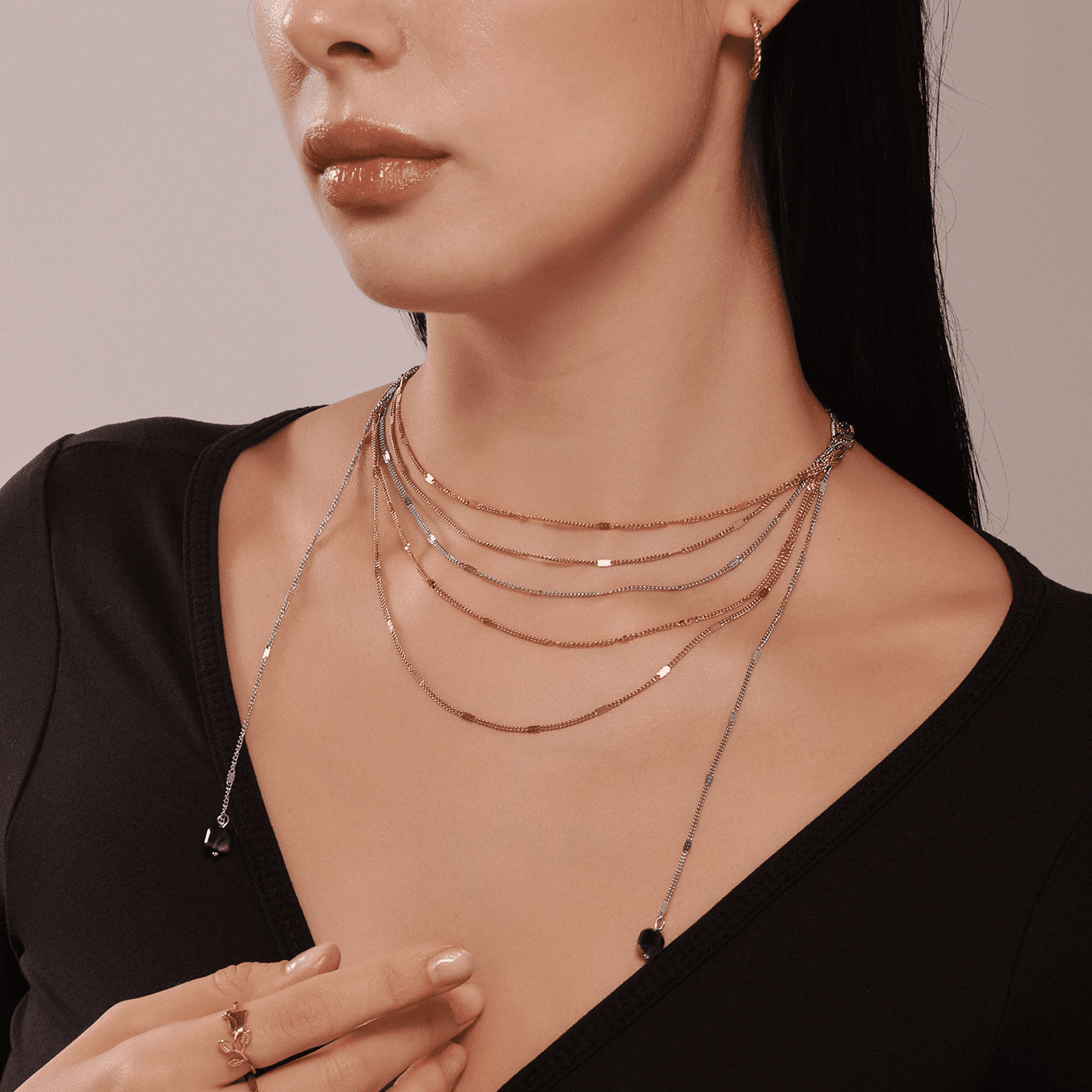 Luminescent Cascade Layered Gemstone Necklace