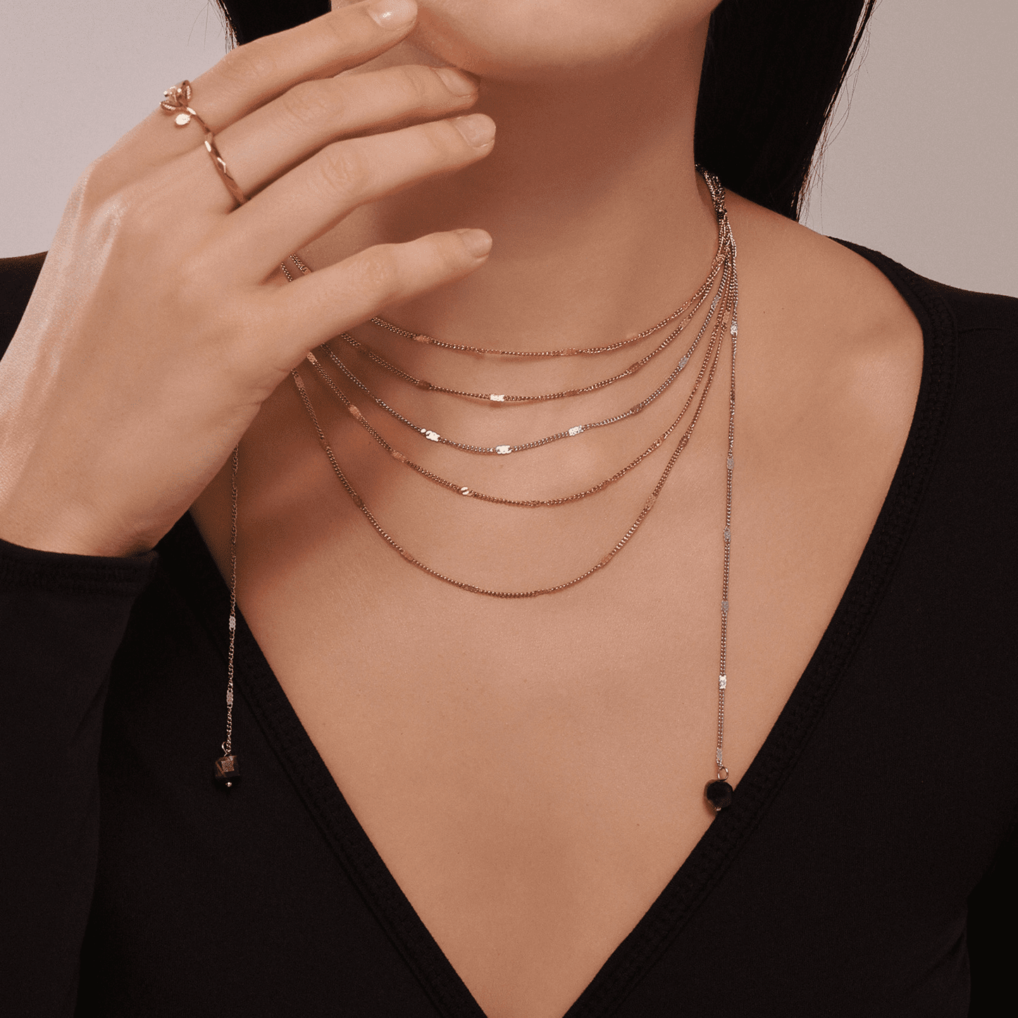 Luminescent Cascade Layered Gemstone Necklace
