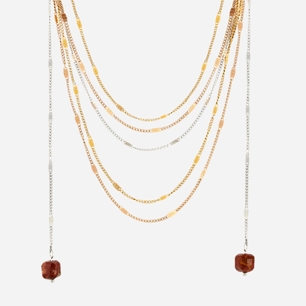 Luminescent Cascade Layered Gemstone Necklace