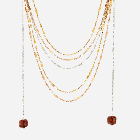 Luminescent Cascade Layered Gemstone Necklace
