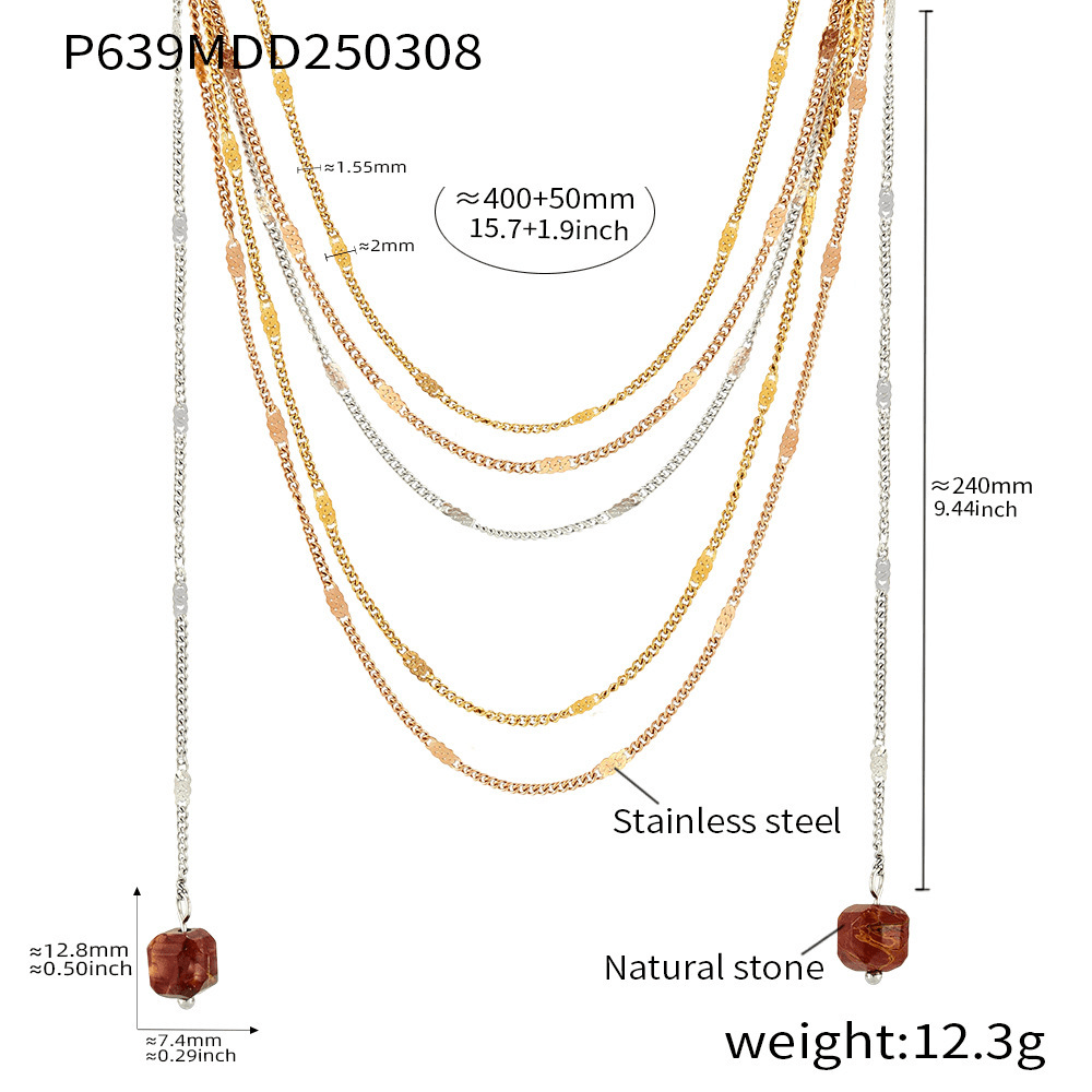 Luminescent Cascade Layered Gemstone Necklace