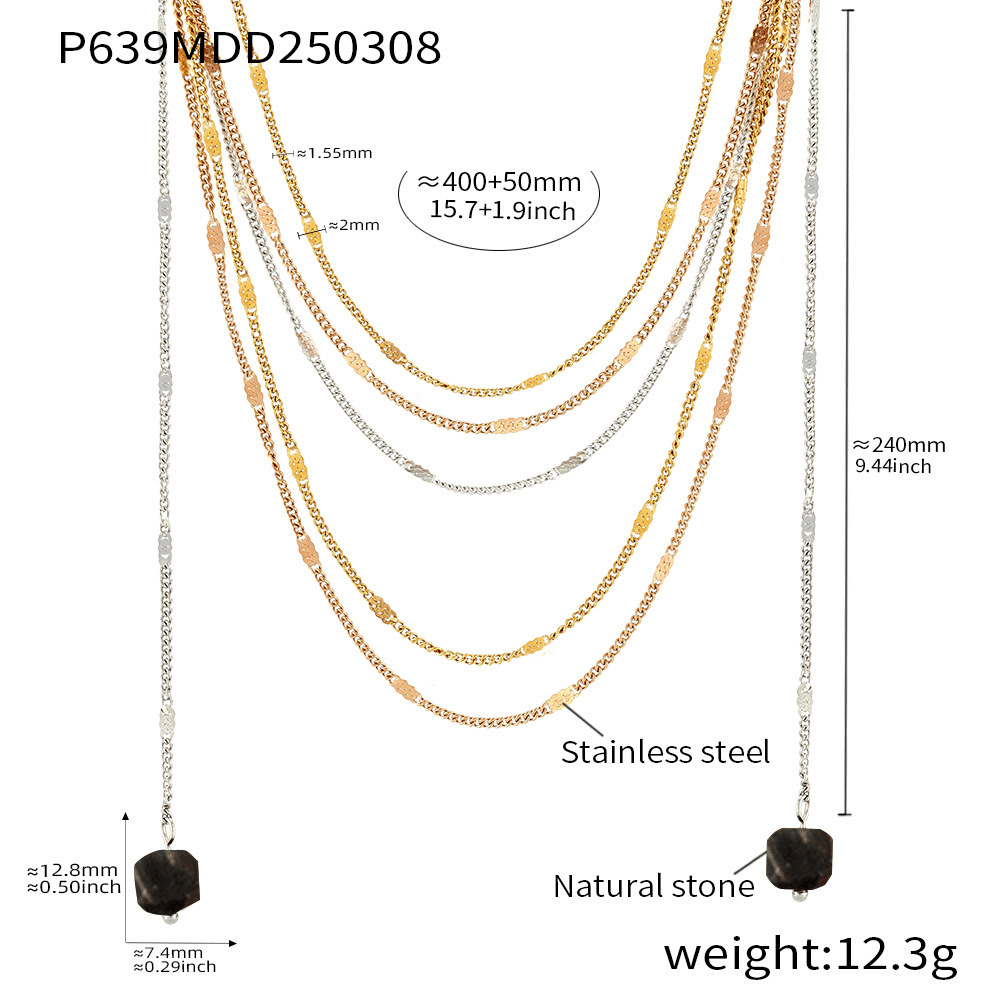 Luminescent Cascade Layered Gemstone Necklace