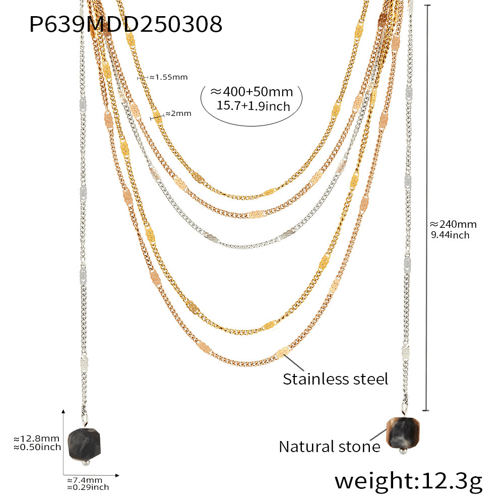Luminescent Cascade Layered Gemstone Necklace