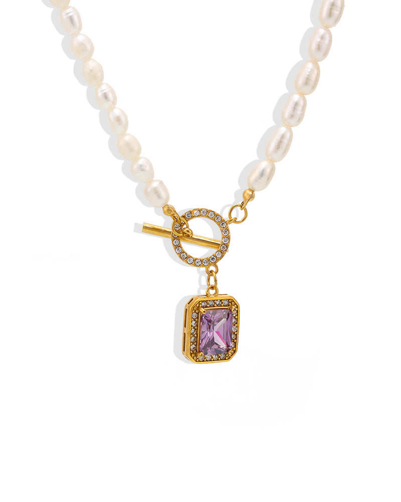Freshwater Pearl Choker with Cubic Zirconia – OT Clasp Gift