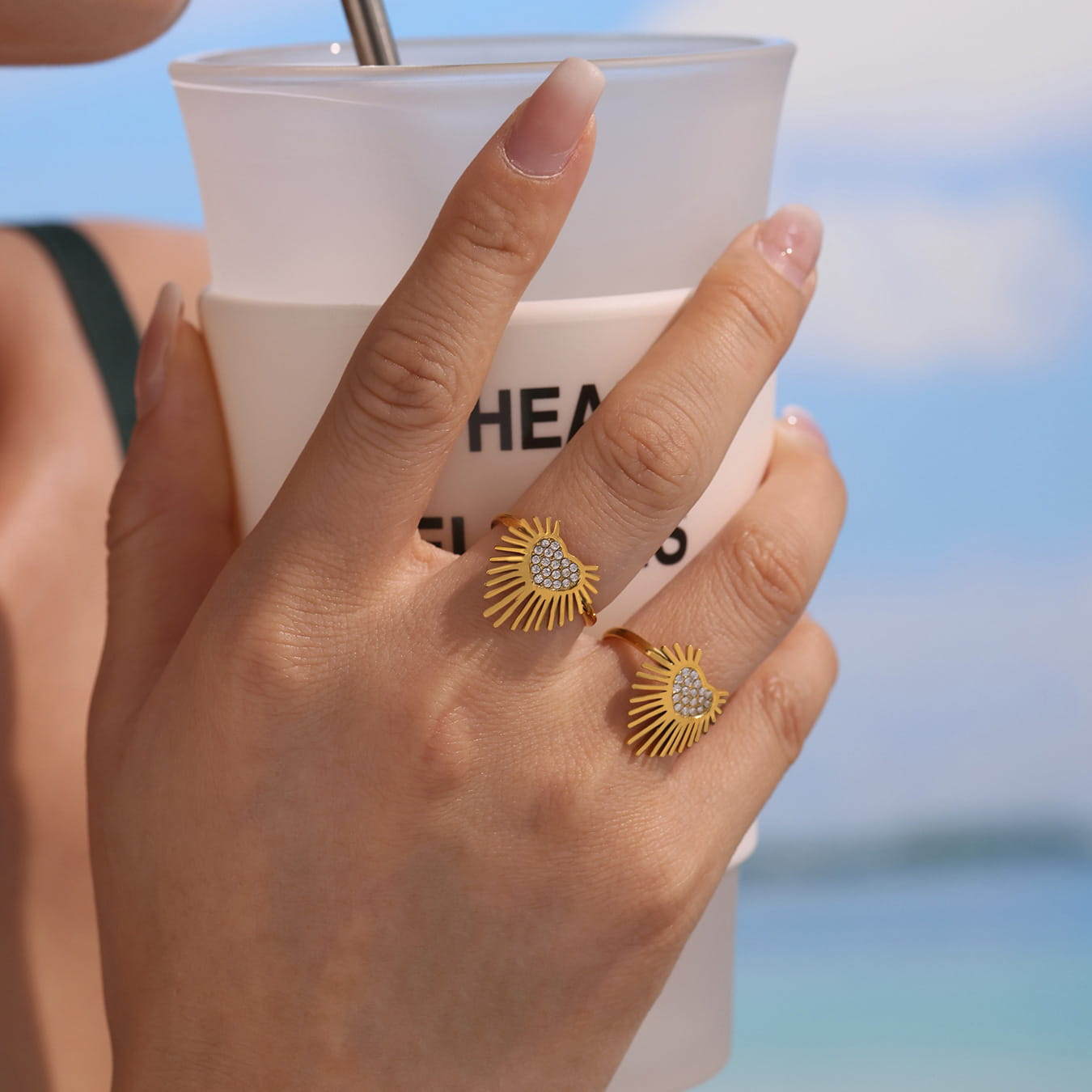 Heart Wing CZ Open Band Ring