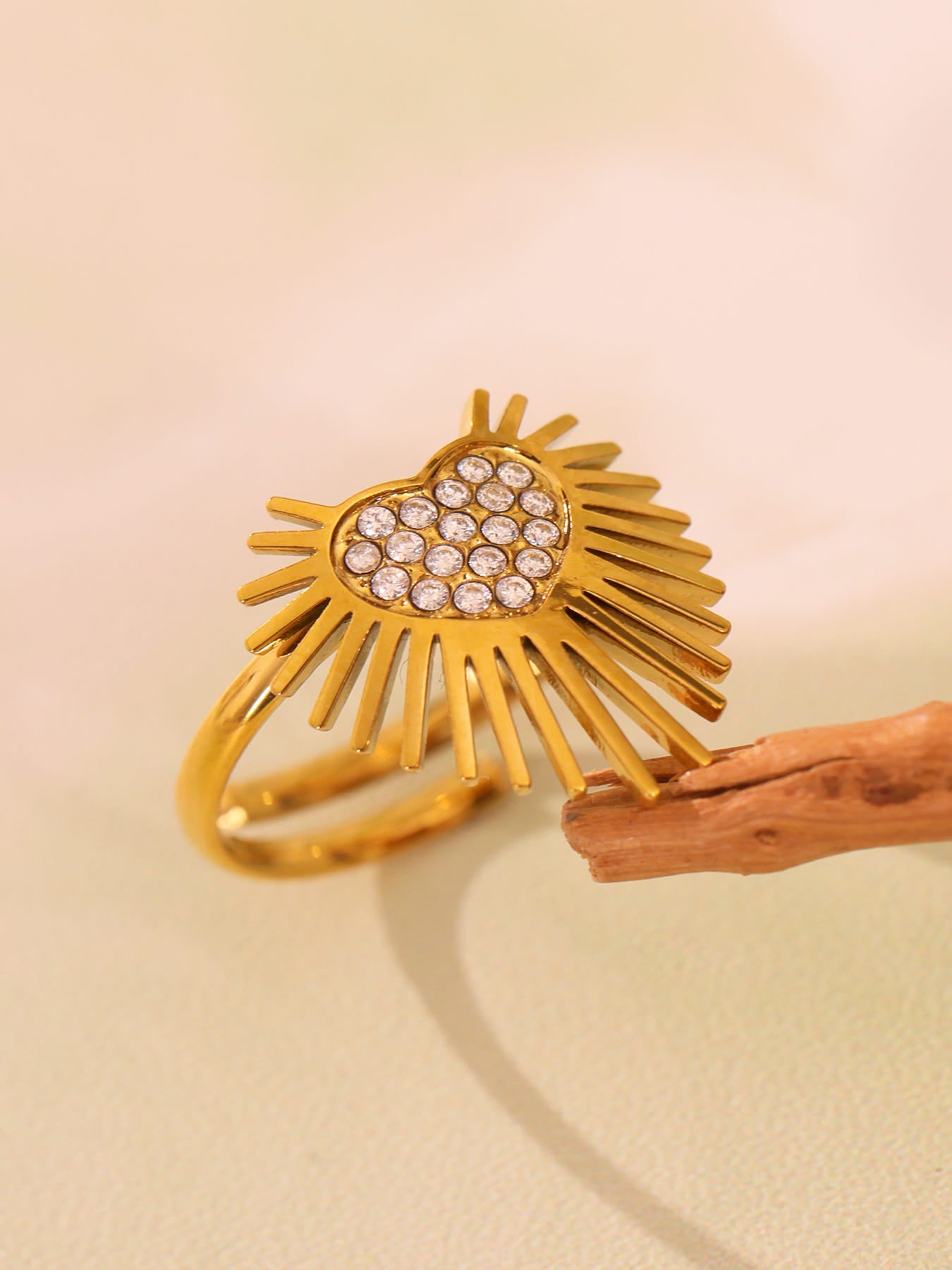 Heart Wing CZ Open Band Ring