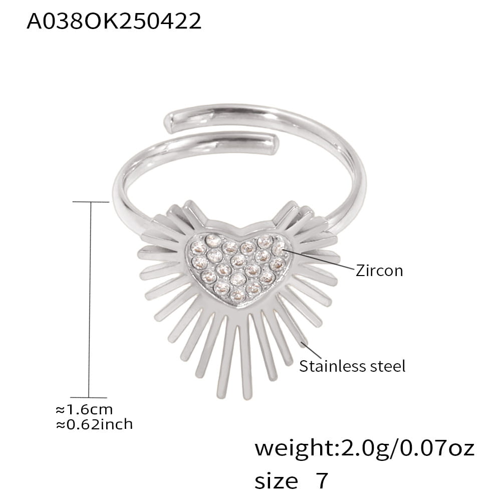 Heart Wing CZ Open Band Ring