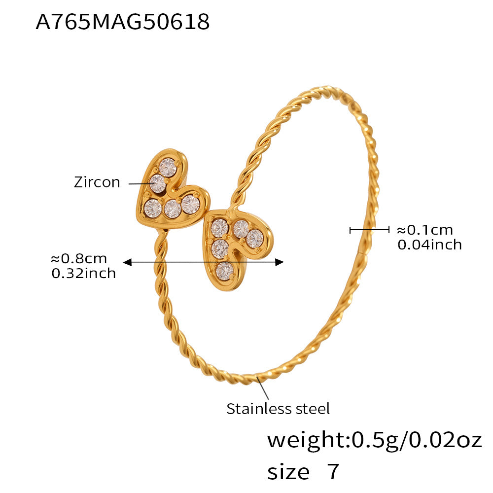 Heart Cubic Zirconia Stainless Steel Rings