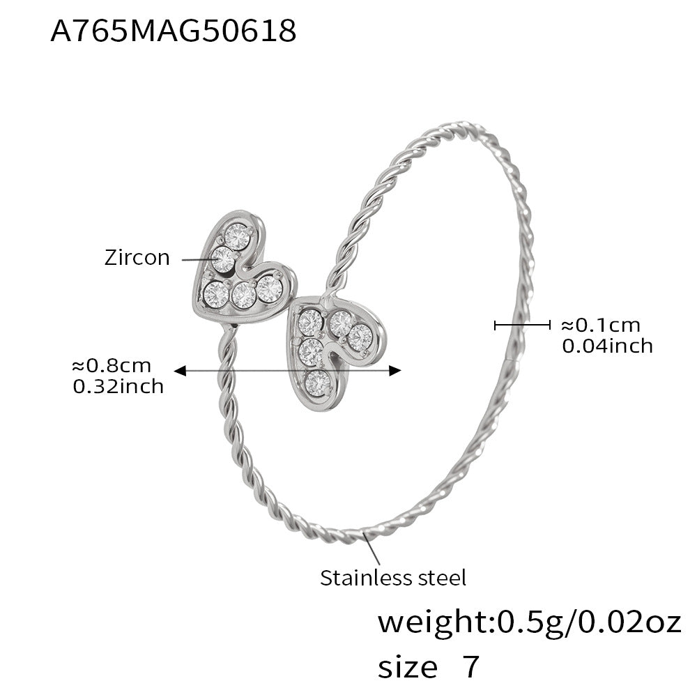 Heart Cubic Zirconia Stainless Steel Rings