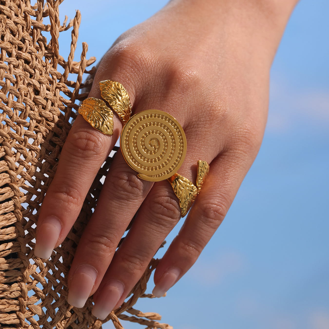 Bold 18K Gold Plated Circle Groove Open Ring