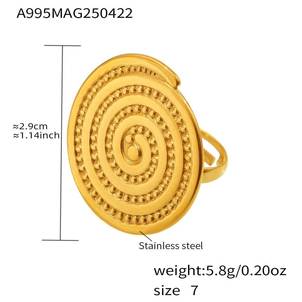 Bold 18K Gold Plated Circle Groove Open Ring