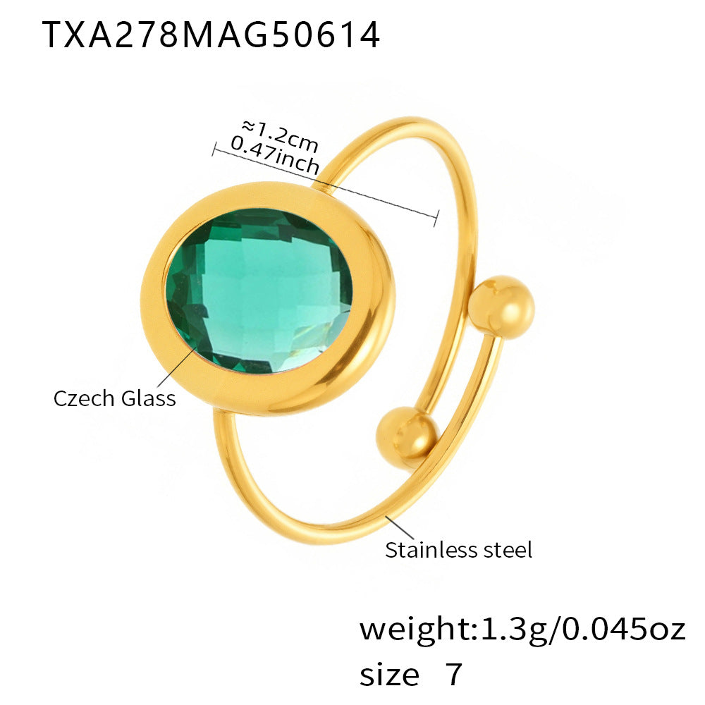 Waterproof green sea glass bracelet with adjustable band and stainless steel specs