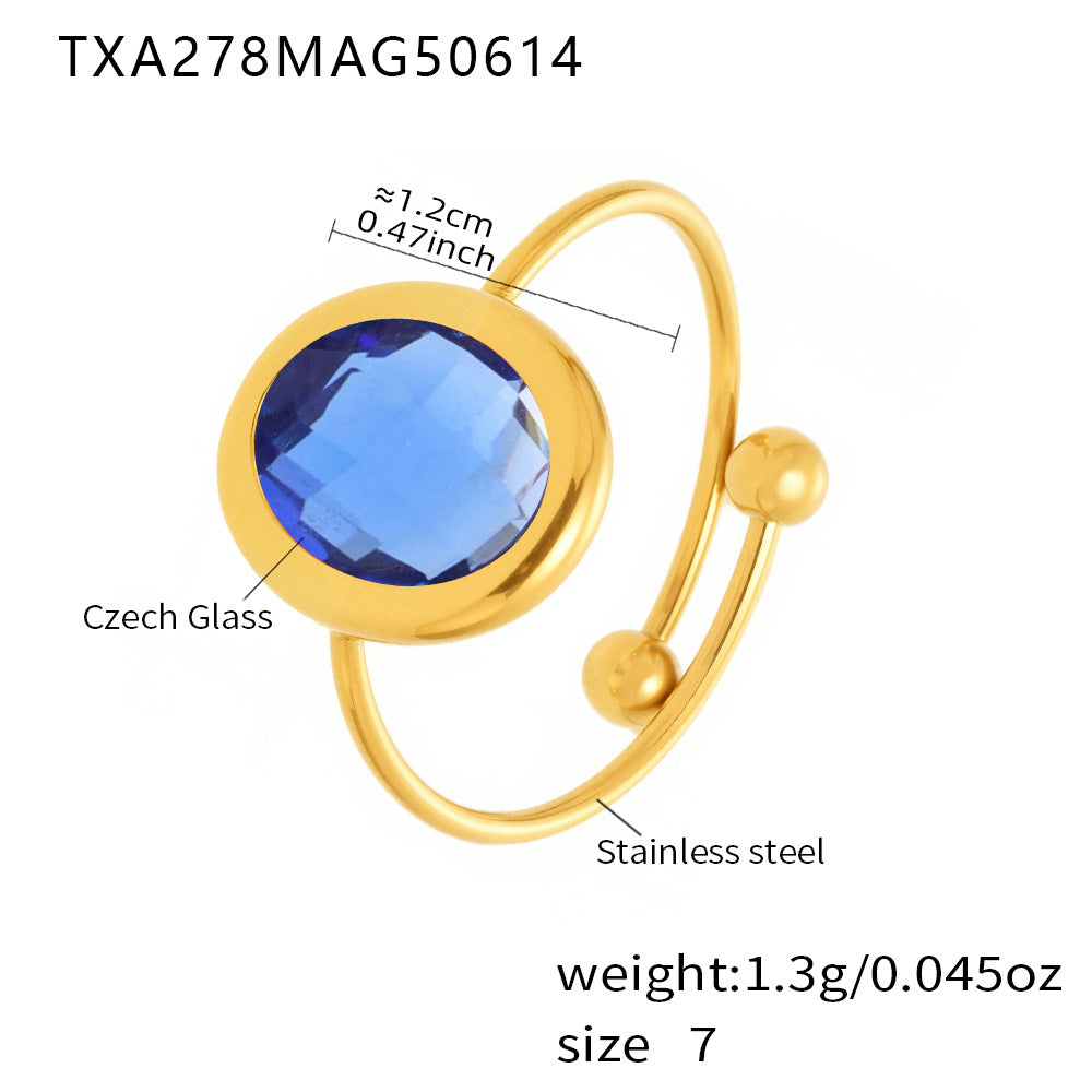 Blue sea glass bracelet with stainless steel and size measurements