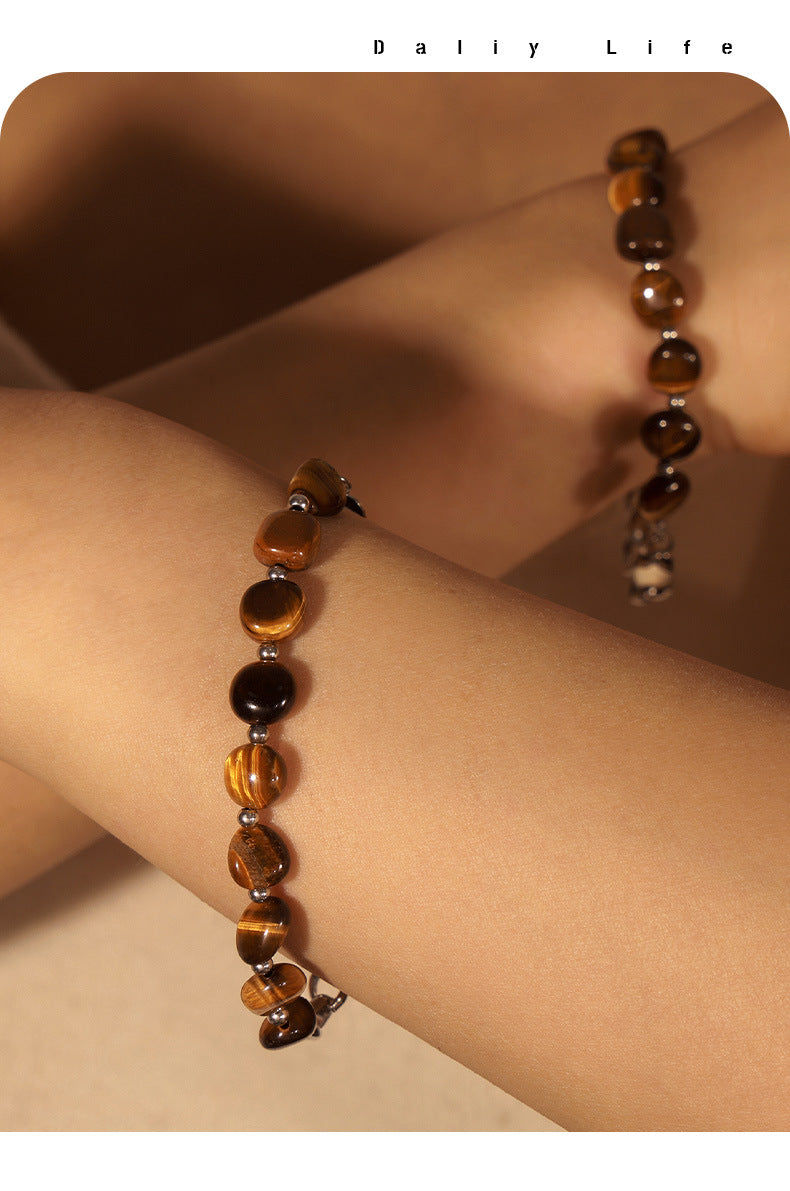 Natural Tiger Eye Stone Handmade Beaded Bracelet