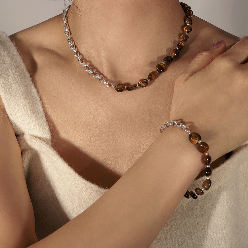Natural Tiger Eye Stone Handmade Beaded Bracelet