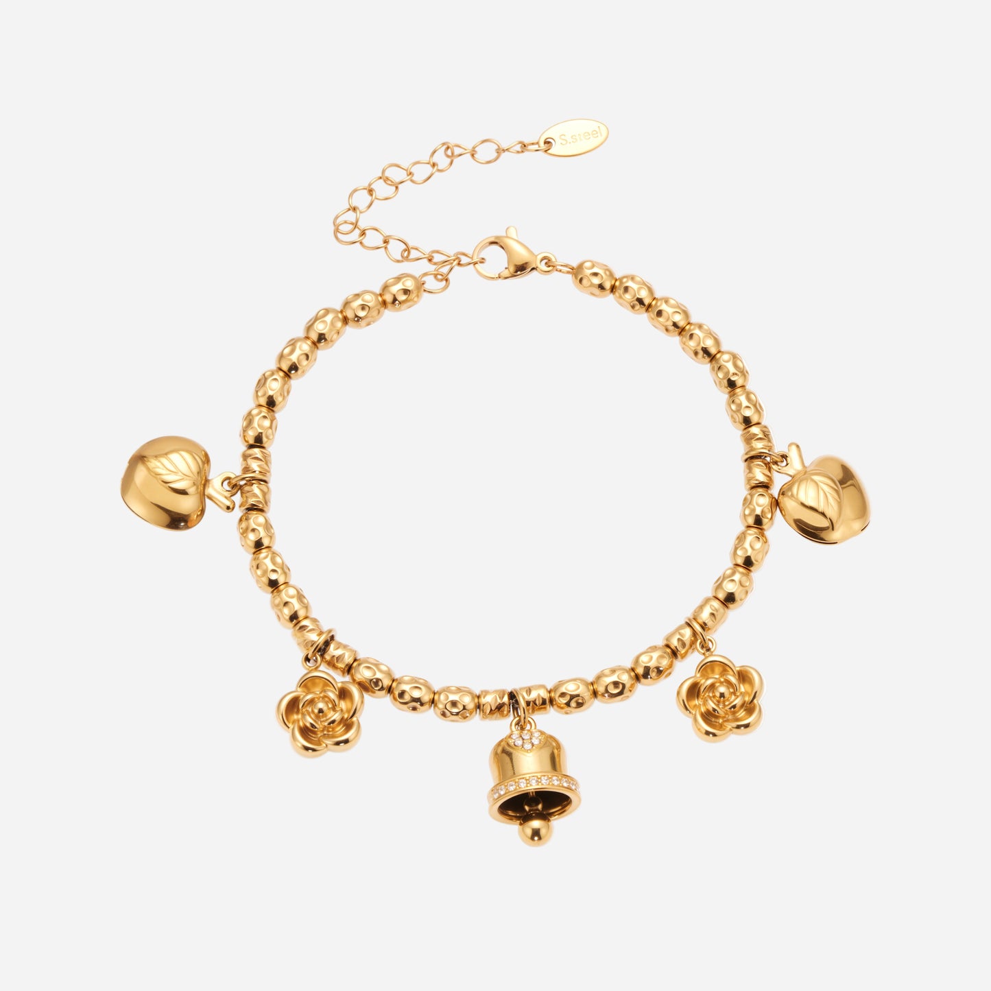 Vintage Bell Flower DIY Multi-Charm Bracelet Stainless Steel