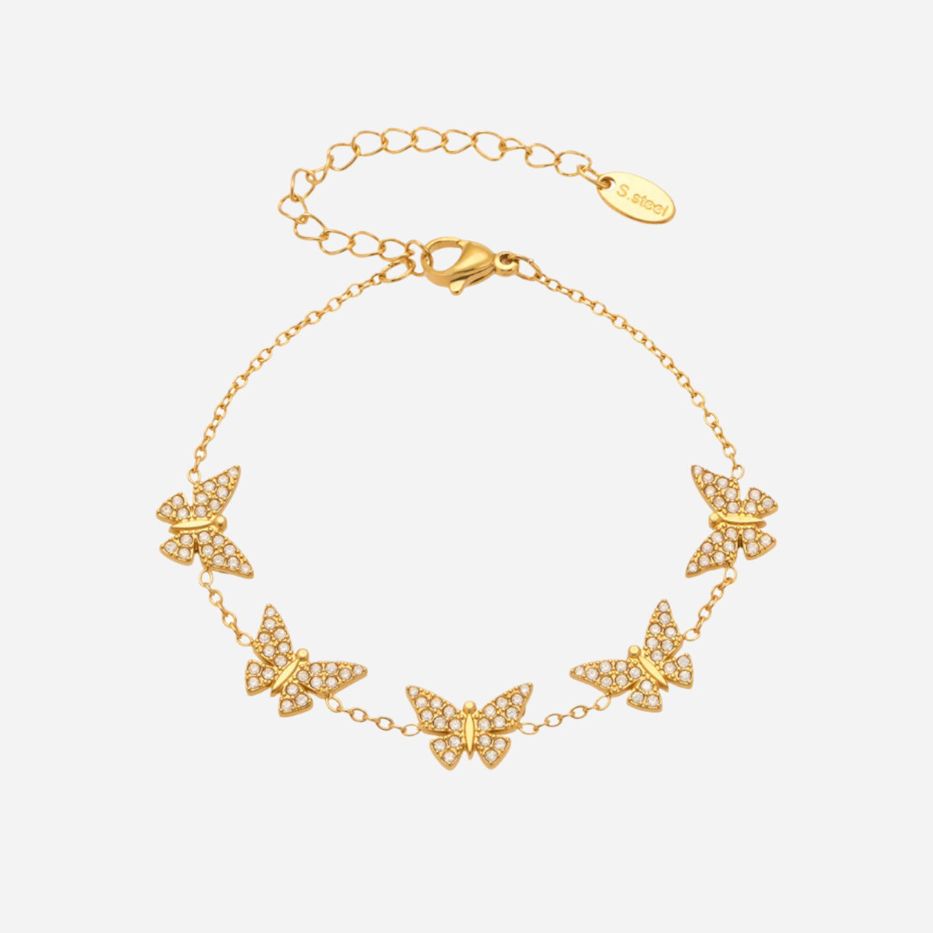 Full Zirconium Multi-butterfly Thin Circle Bracelet Stainless Steel