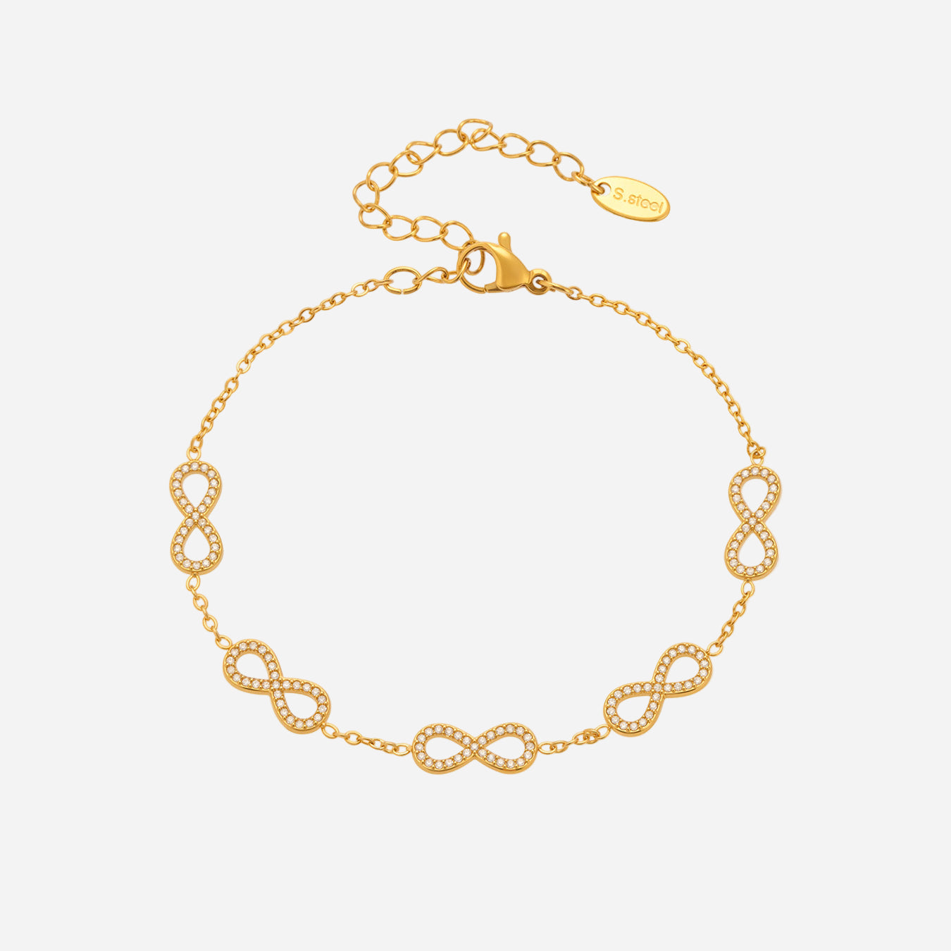 Number 8 Stainless Steel Bracelet With Zircon