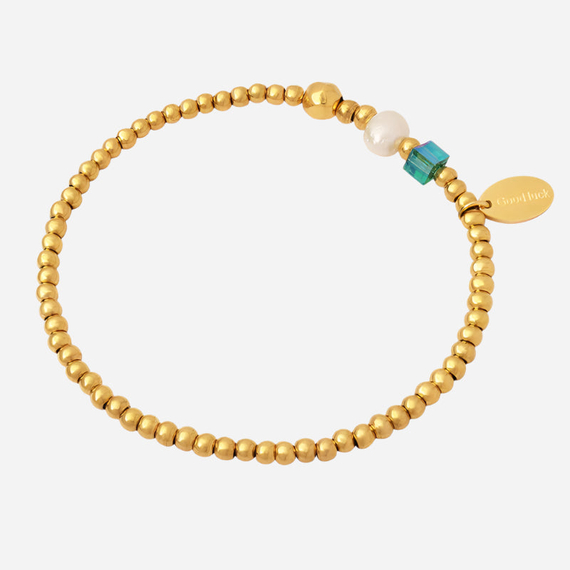 Freshwater Pearl and Round Steel Bead Bracelet