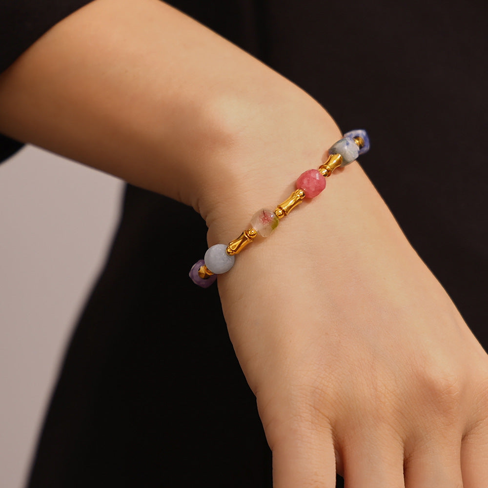 Color Dopamine Natural Stone Beaded Bracelet