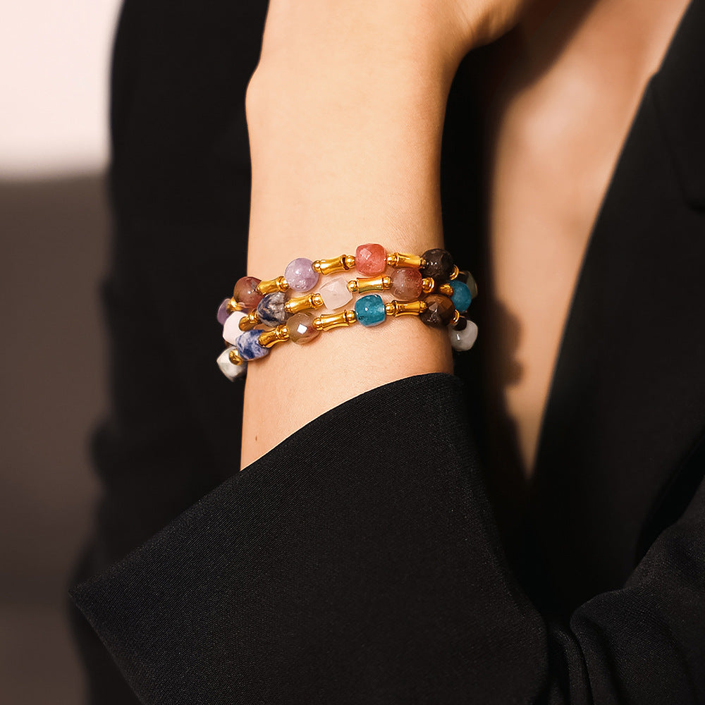Color Dopamine Natural Stone Beaded Bracelet