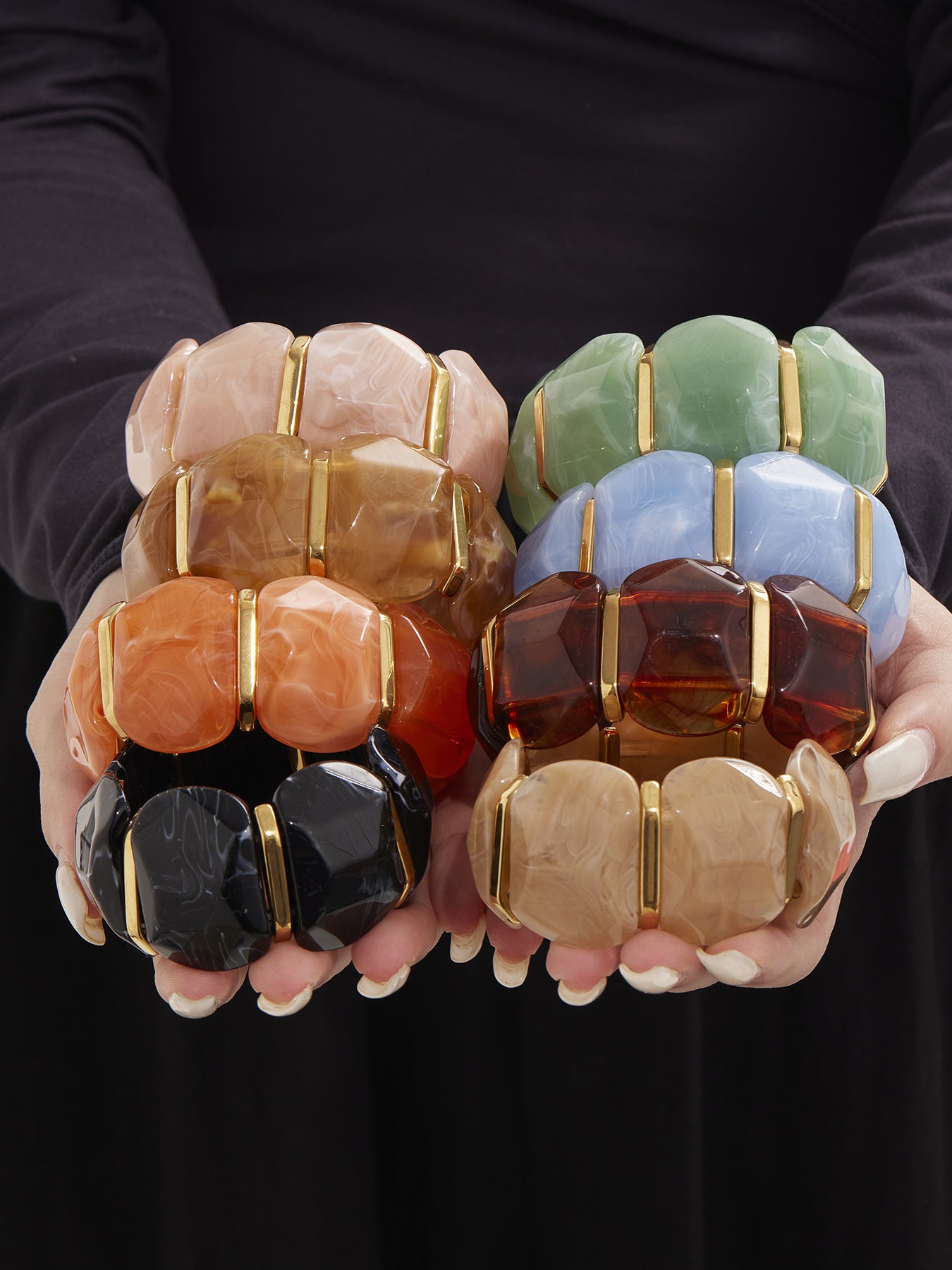 New Colorful Candy-colored Resin Wide Elastic Bracelet