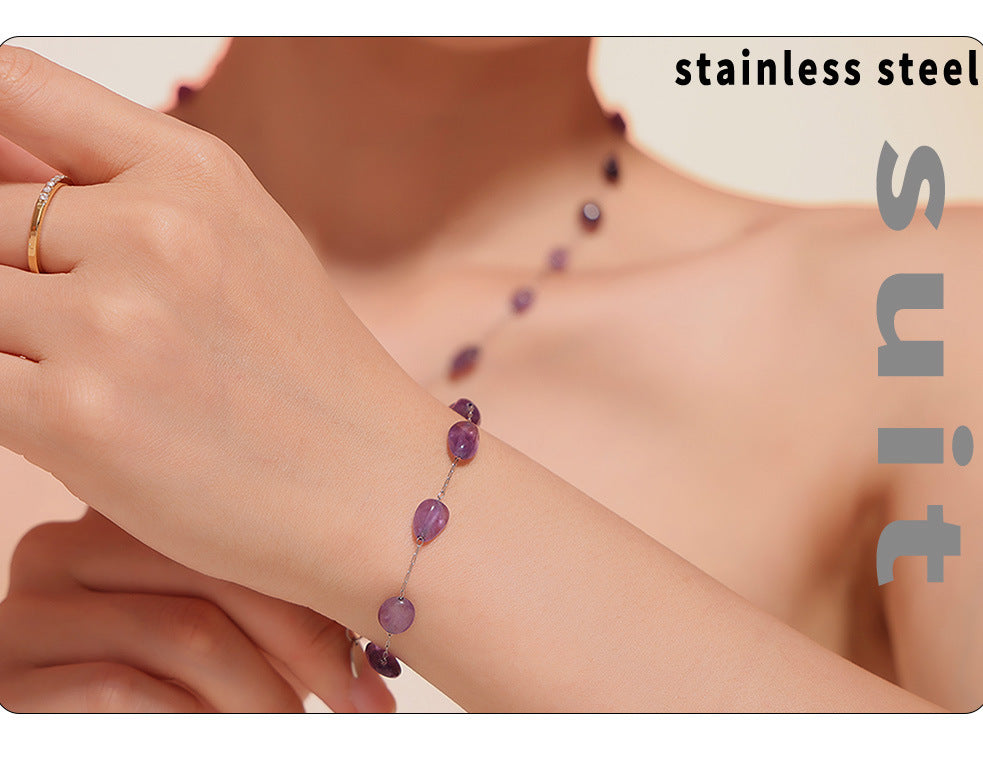 Irregular Purple Natural Stone Bracelet