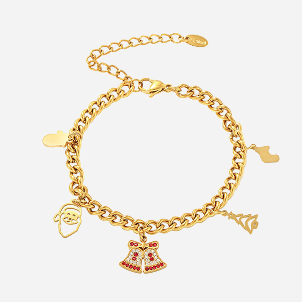 Romantic Christmas Zircon Bell Bracelet Stainless Steel