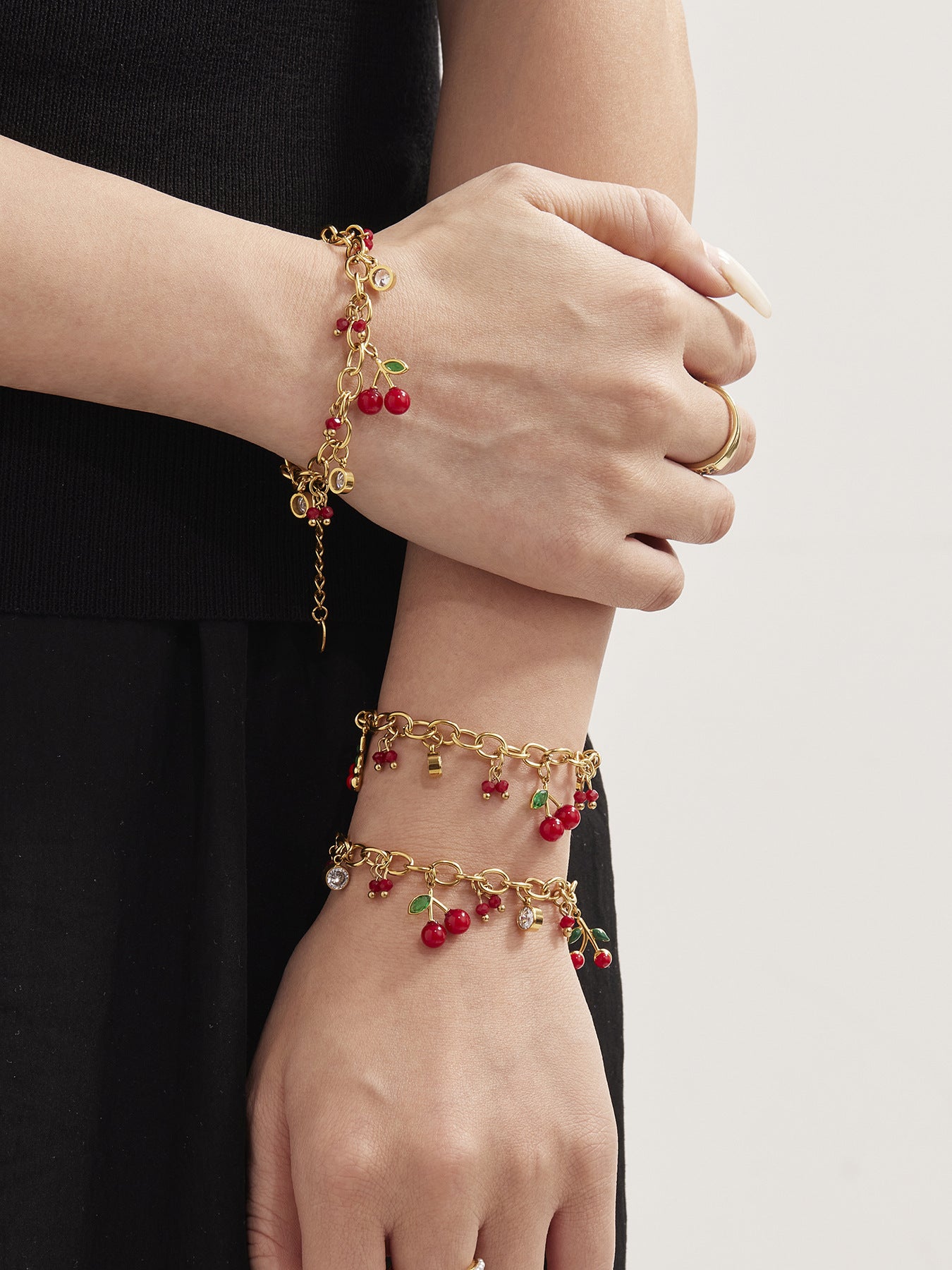 Red Cherry Zircon Bracelet Stainless Steel