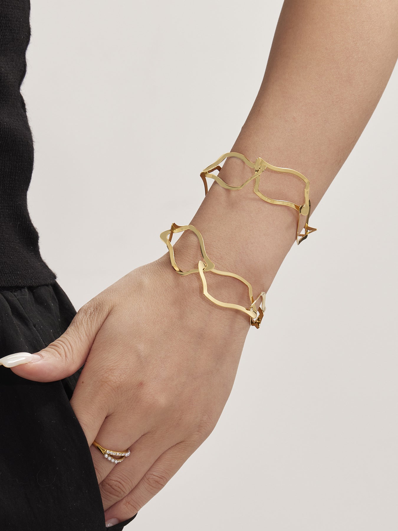 18k Gold Irregular Quadrilateral Size Combination Bracelet