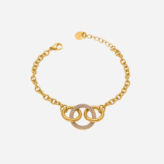 Stainless Steel Zircon Hoop Hand-Stitched Bracelet Gold Color