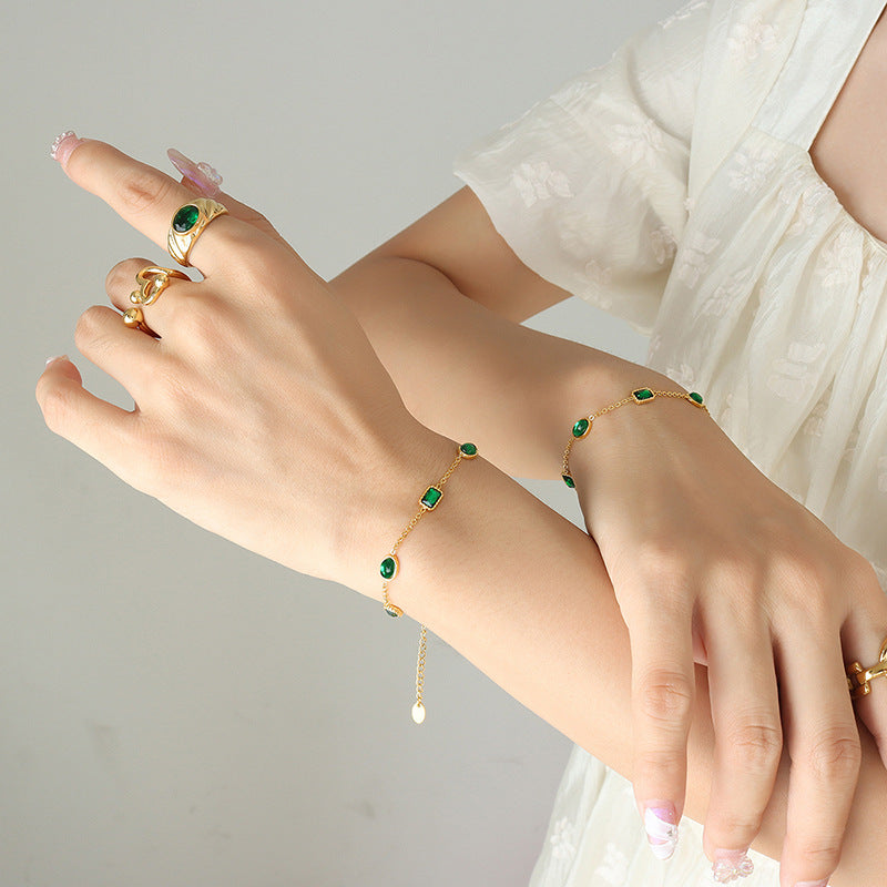 Stainless Steel Handmade Zircon Inlaid Bracelets