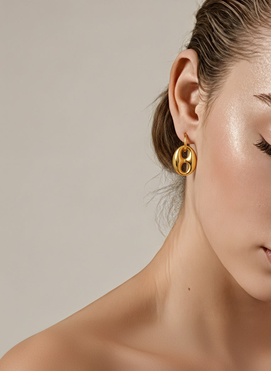Coffee Bean Design Stainless Steel Earrings For Women
