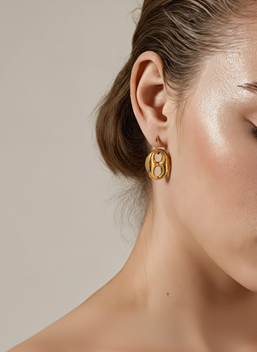 Coffee Bean Design Stainless Steel Earrings For Women
