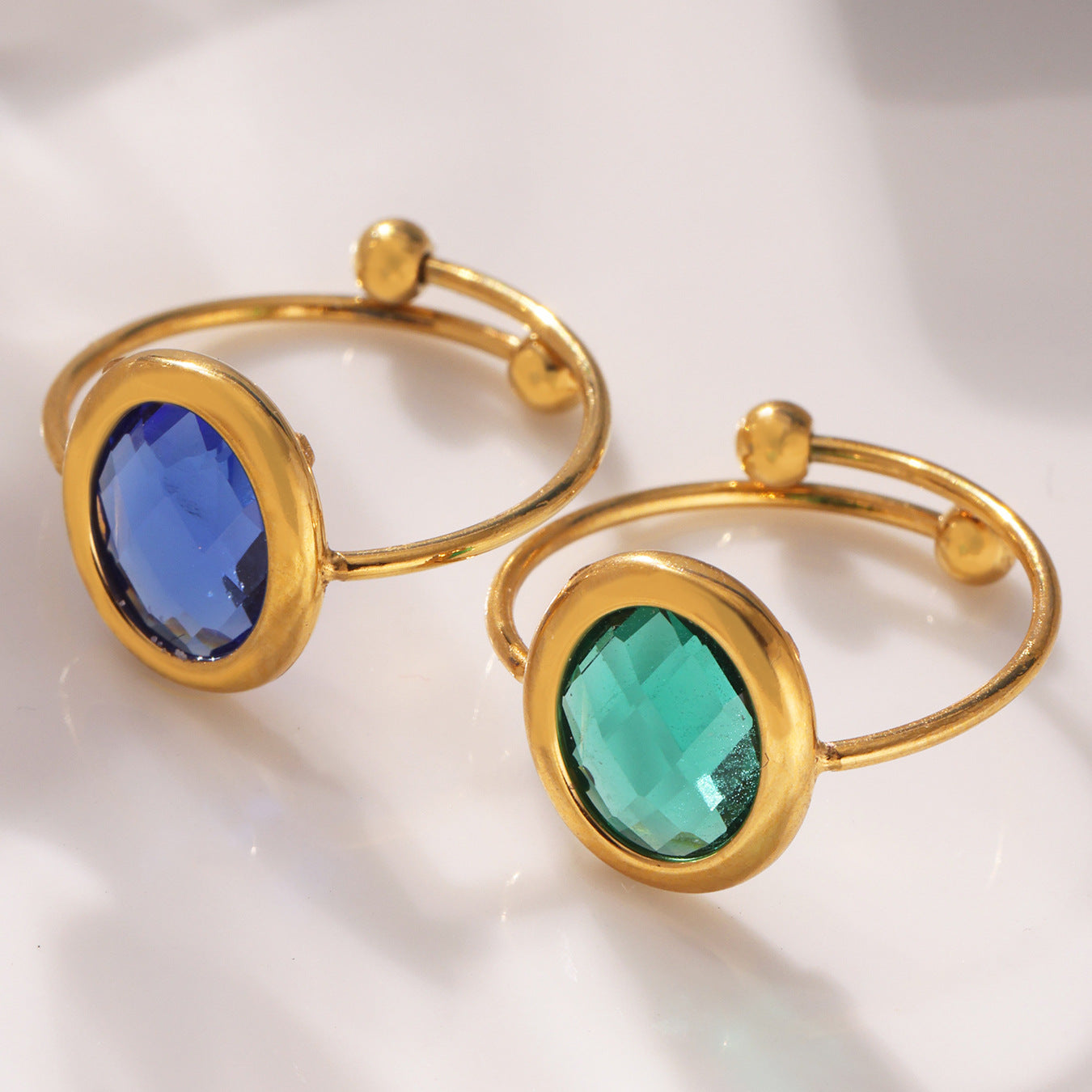 Gold sea glass bracelets with blue and green Czech glass beads