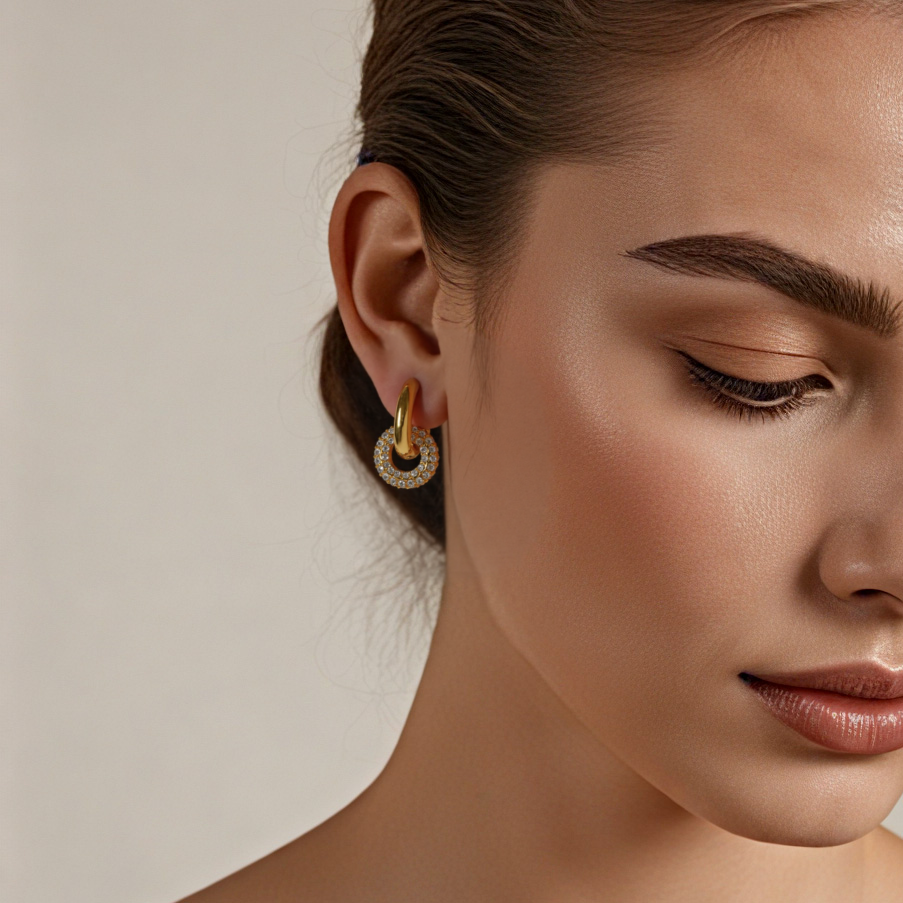 Diamond studded round earrings