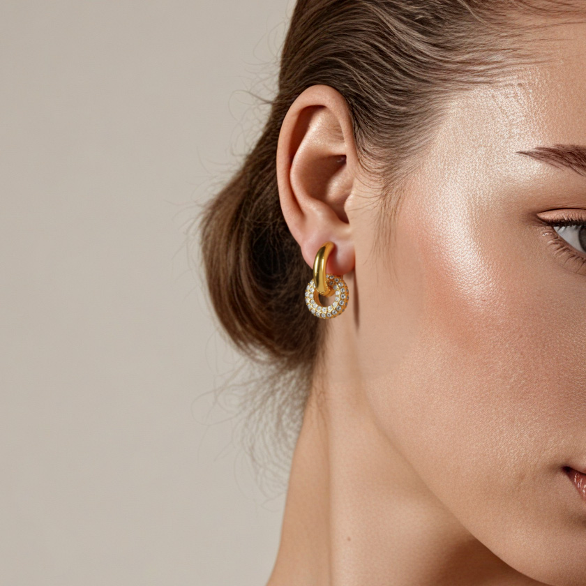 Diamond studded round earrings
